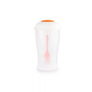 Vaso portaensaladas con tenedor y porta aderezo