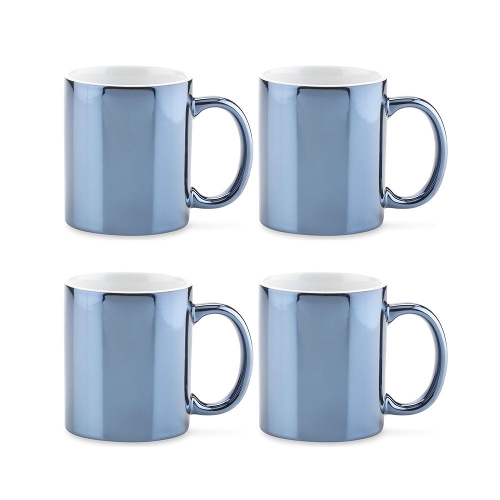 Set de 4 mugs en cerámica con acabado metalizado - Landik