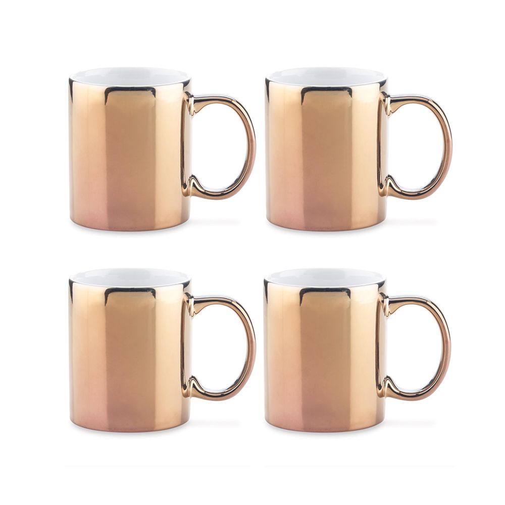 Set de 4 mugs en cerámica con acabado metalizado - Landik - Imagen 3