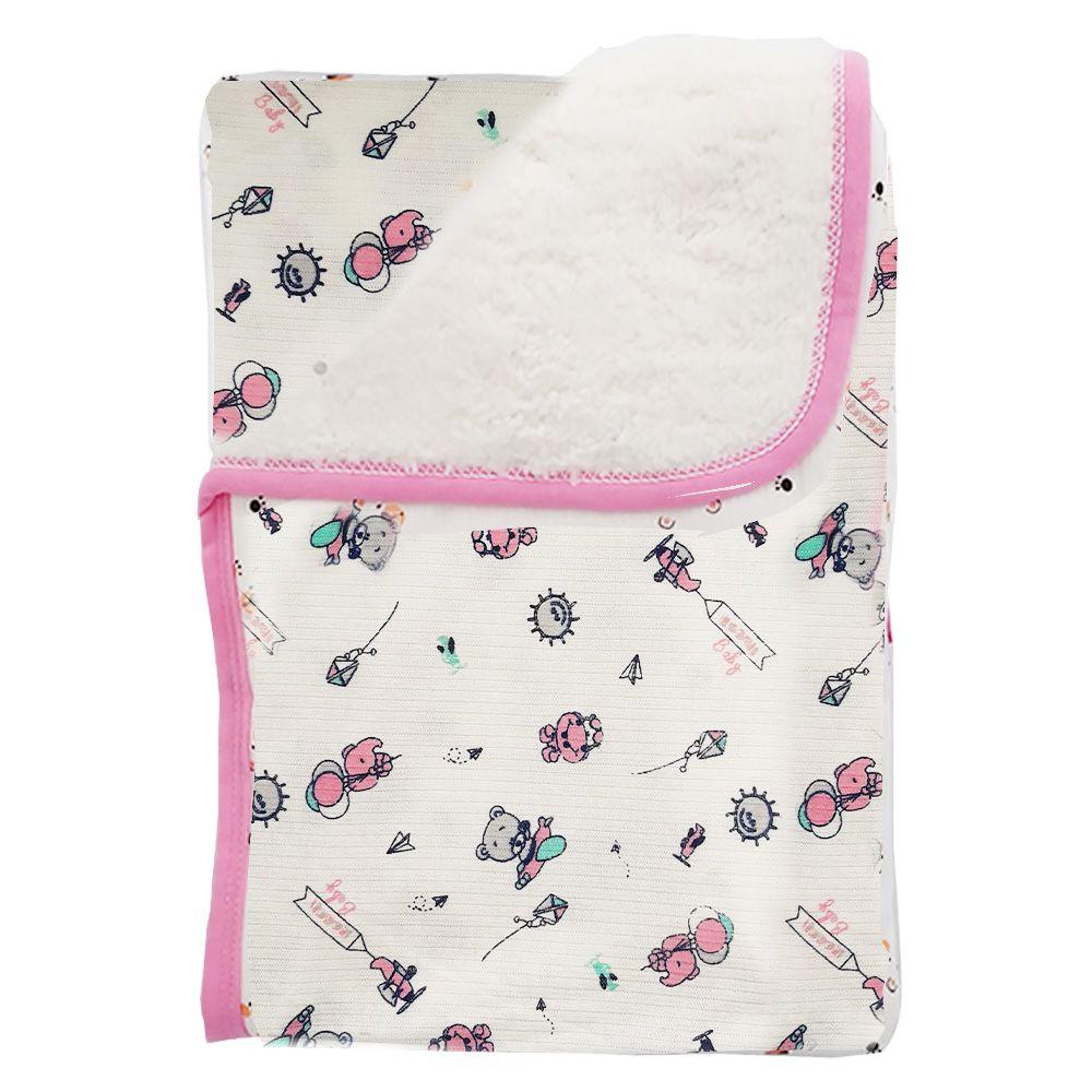 Cobija calientica para bebé 75 cm x 100 cm avión - rosa