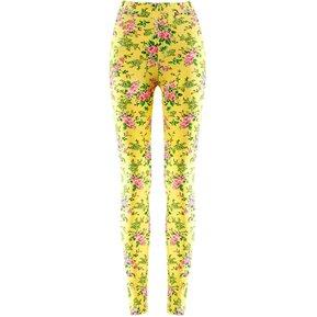 Leggings par Mujer Moda con Locura Estampado Amarillo en Algodón
