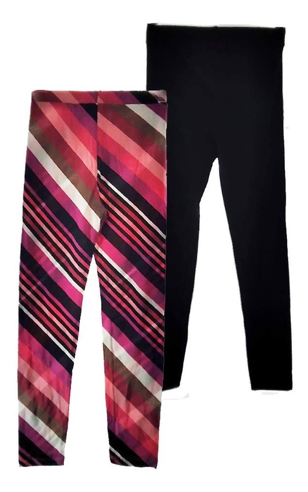 Combo X2 Leggins Para Niña Negro&rayas - Moda Con Locura