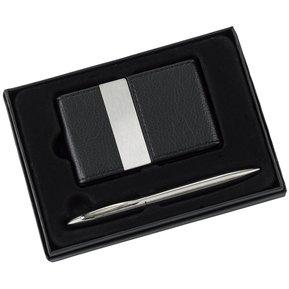 Set de portatarjetas y boligrafo PROMOACTUAL ML-303 SILVER