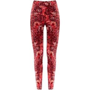 PantalónPara Mujer MCLI TipoLegging Estampado Floral con Tonos Rojos en Drill