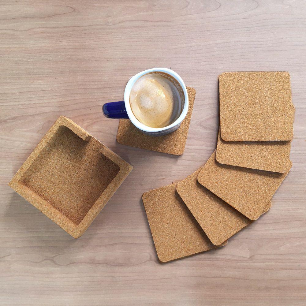 Set De 6 Portavasos En Corcho -incluye Base -landik - Imagen 3