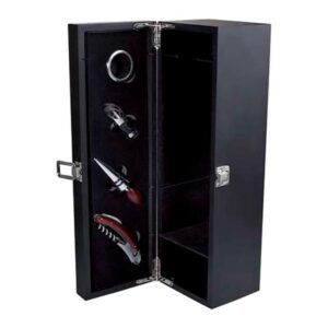 Set para vinos con 4 accesorios y espacio para 1 botella- incluye sacacorchos